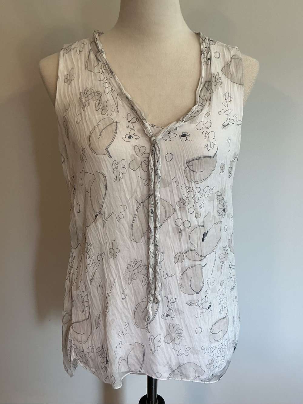 CARLA CONTI Sheer Lined Floral Tank Top